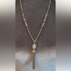 Vintage Tassel Pendant Necklace | 24” Double Chain